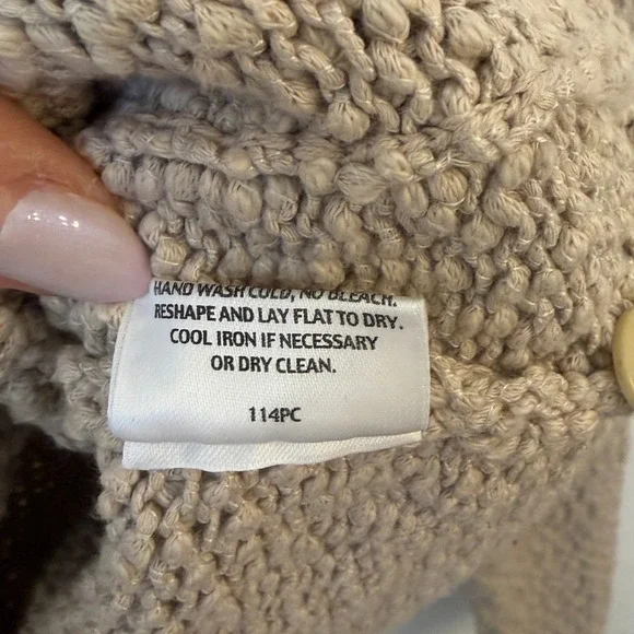 Eileen Fisher Boucle Silk Cotton Cardigan S Beige Knit Button Front Boho Beachy - Picture 8 of 10